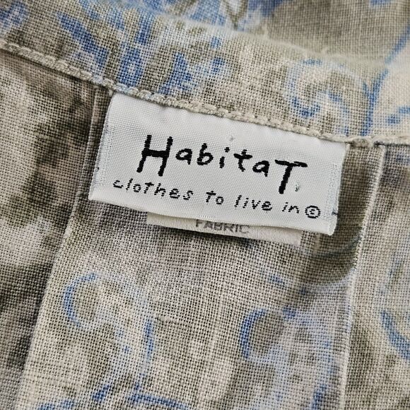 Habitat Women Linen Floral Button Down Shirt Sz XL Lagenlook Artsy Shell Buttons - Picture 5 of 9